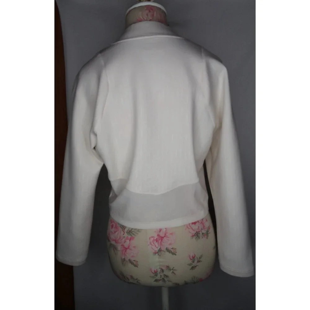 Bad Birdie Cropped Mock Neck Golf Pullover Cream Long Sleeve‎ Women's XL Top